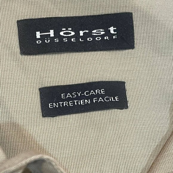 Mens Beige Long Sleeve Button Down Dress Shirt German Brand Horst Dusseldorf - Picture 8 of 11